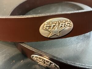 Brown Genuine Leather Belt with 4 Dallas Stars Conchos Size 46